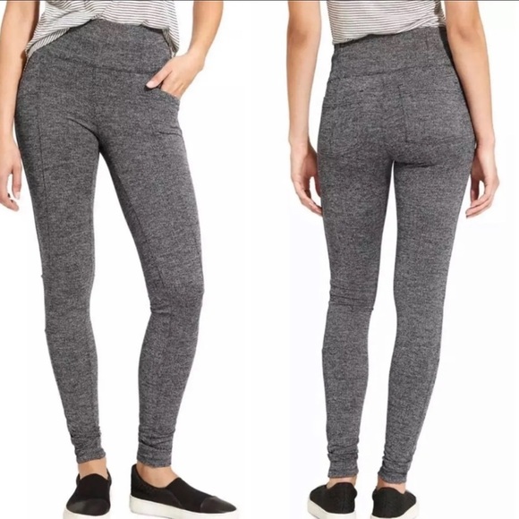 Athleta Pants - Athleta Herringbone Metro High Waisted Leggings Black M